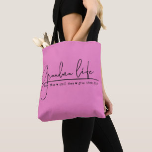 Pink Modern Grandma Life Tote Bag