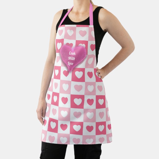 Pink Modern Heart Love Collection Apron (Insitu)
