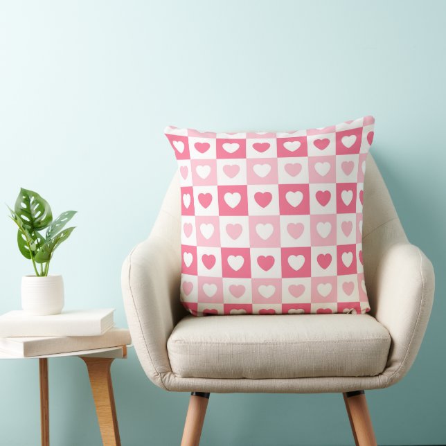 Pink Modern Heart Love Collection Cushion (Chair)