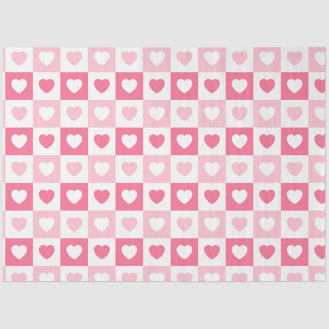 Pink Modern Heart Love Collection Tissue Paper (Front)
