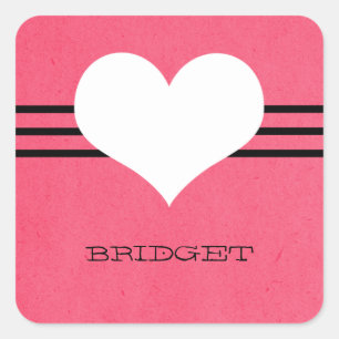 Pink Modern Heart Stickers