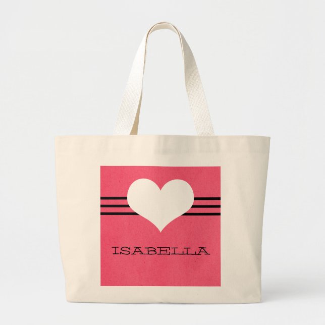 Pink Modern Heart Tote Bag (Front)