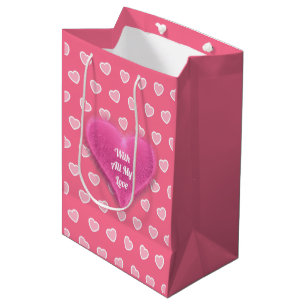 Pink Modern Heart Valentines Day Collection Medium Gift Bag