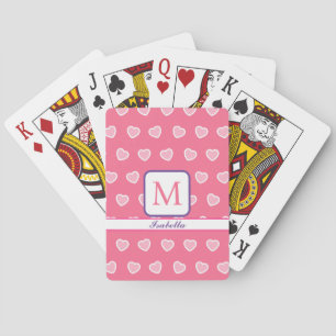 Pink Modern Heart Valentines Day Collection Playing Cards