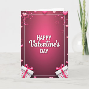 Pink Modern Hearts Valentines Day Card