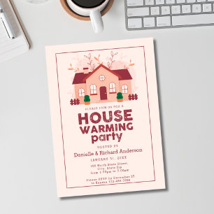 Pink Modern Home Housewarming Party Invitation