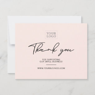 Pink Modern Lettering Business Thank You Card