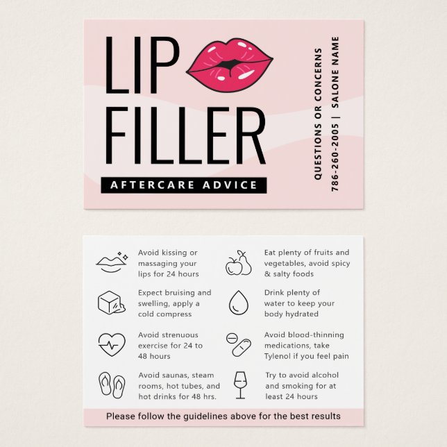 Pink Modern Lip Filler Aftercare Advice (Front & Back)