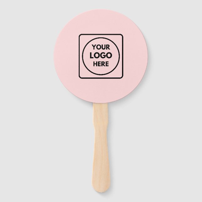 Pink Modern Logo | Custom Branded Promotional  Hand Fan (Front)