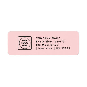 Pink Modern Logo Custom Branded Return Address Label