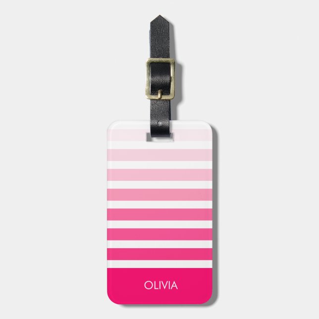 Pink Modern Luggage Tag (Front Vertical)