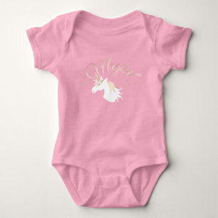 Pink Modern Magical Unicorn Baby Bodysuit