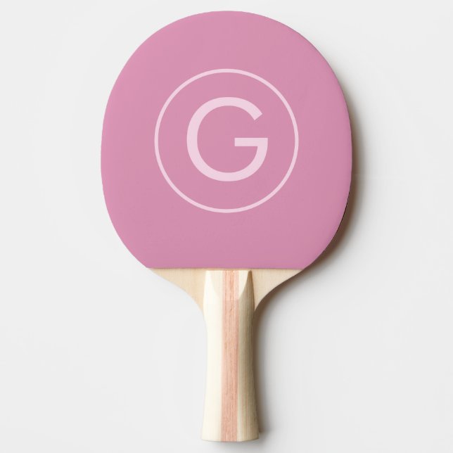 Pink Modern Minimal Monogram Girly Personalised Ping Pong Paddle (Front)