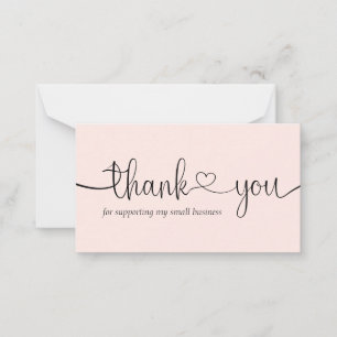 Pink Modern Minimal Small Business Thank You Card