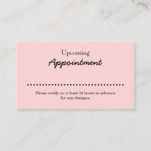 Pink Modern Minimalist Blush Salon Reminder Appointment Card