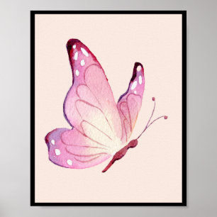 Pink Modern Minimalist Butterfly Poster