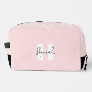 Pink Modern Minimalist Monogrammed Dopp Kit