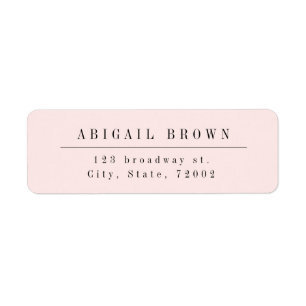 Pink Modern Minimalist return address Label