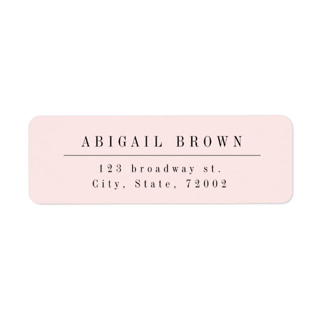 Pink Modern Minimalist return address Label (Front)