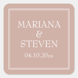Pink Modern Minimalist Wedding Square Sticker