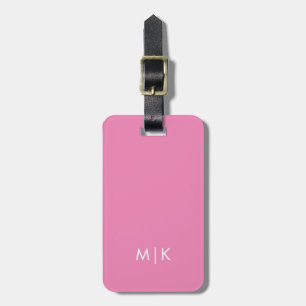 Pink   Modern Monogram Luggage Tag