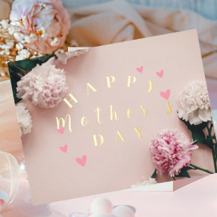 Pink Modern Mother's Day Foil Holiday Postcard