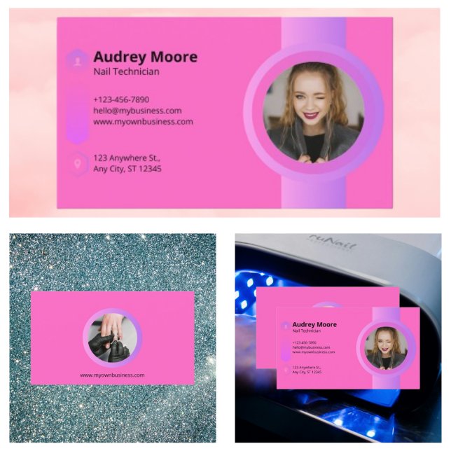 Pink Modern Nail Tech Business Card (Pink Modern Nail Tech Business Card
)