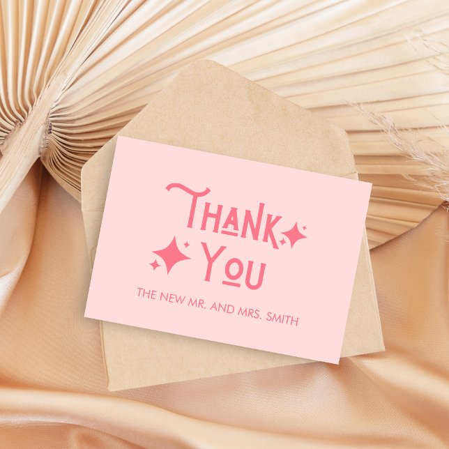 Pink Modern Nothing Fancy Just Love Wedding Thank You Card (Pink Modern Just Love Wedding Thank you Card)