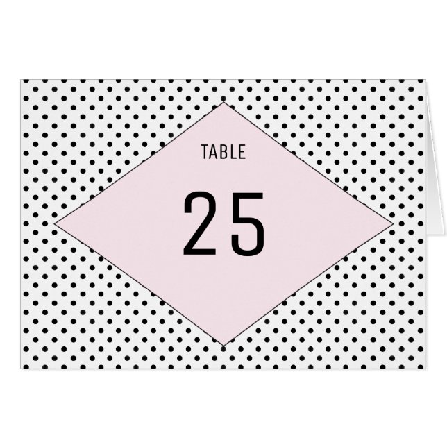 Pink Modern Polka Dots Table Number (Front Horizontal)