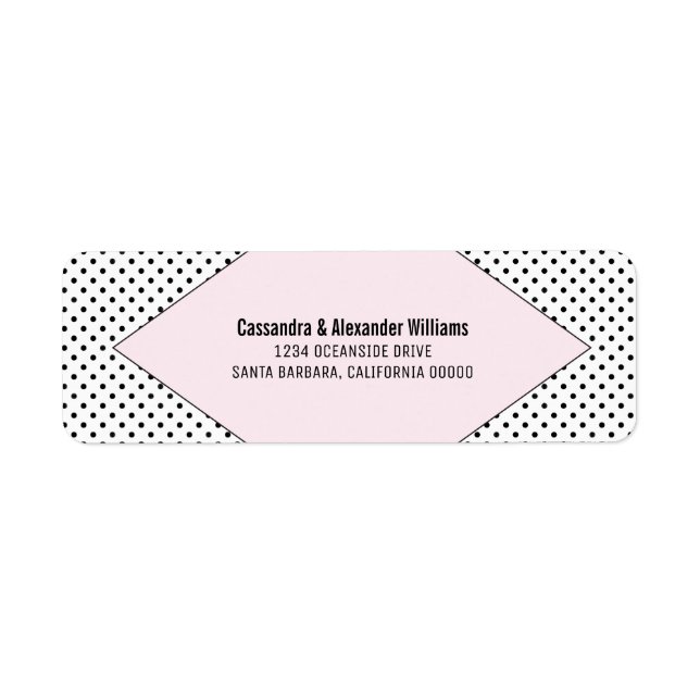 Pink Modern Polka Dots Wedding Return Address Label (Front)