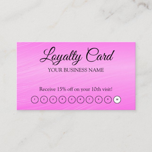 Pink Modern Professional Loyalty QR Code Business Card (Front)