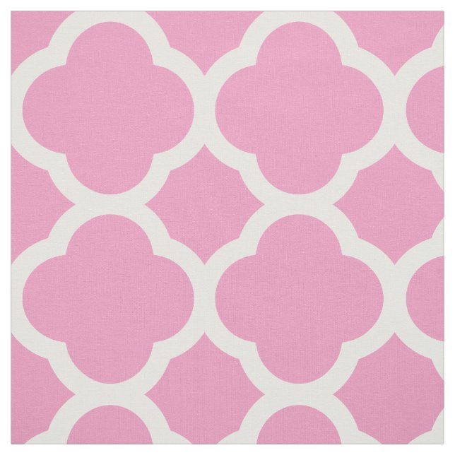 Pink Modern Quatrefoil Large Scale Fabric (Swatch)