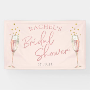 Pink modern script champagne bridal shower welcome banner