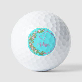 Pink Modern Script Girly Monogram Name  Golf Balls