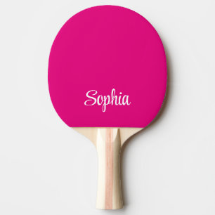 Pink Modern Script Name Monogram Ping Pong Paddle