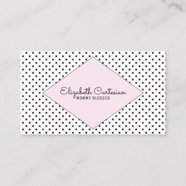 Pink Modern Stars Business Card (Front)