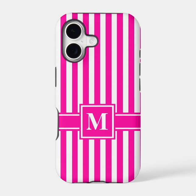 Pink Modern Stripe with Monogram (Back)