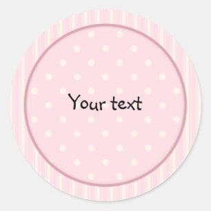 Pink modern stripes and dots design classic round sticker