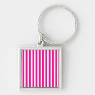 Pink Modern Stripes Key Ring