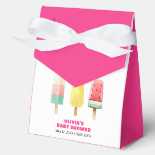 Pink Modern Summer Popcicle Ice Cream Baby Shower  Favour Box
