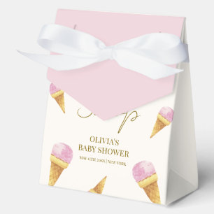 Pink Modern Summer Scoop Ice Cream Baby Shower  Favour Box