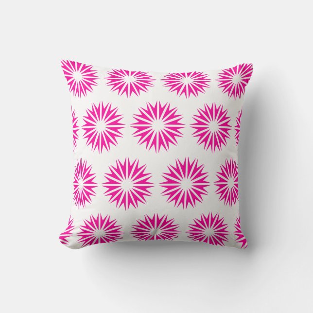Pink Modern Sunbursts Cushion (Front)