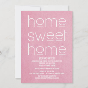 Pink Modern Sweet Home Housewarming Party Invitation