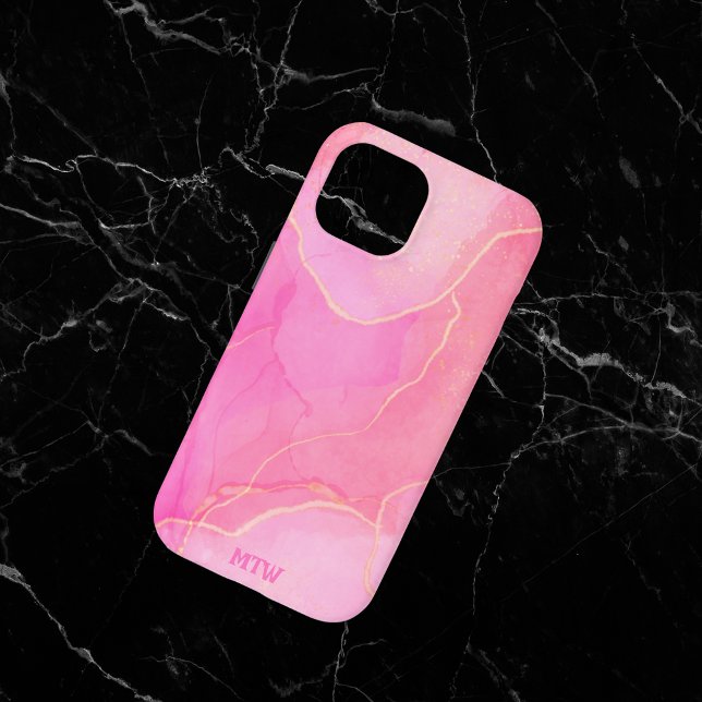 Pink Modern Trendy Monogrammed Case-Mate iPhone Case (Creator Uploaded)
