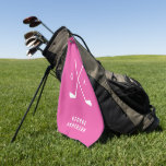 Pink modern typography initials monogram elegant golf towel<br><div class="desc">Golf modern typography initials monogram simple elegant bright pink fun modern design.</div>