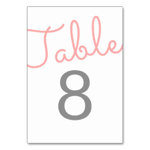 Pink Modern Typography Wedding Table Number