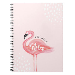Pink Modern Watercolor Flamingo Illustration Notebook