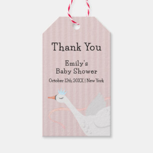 Pink Modern Whimsical Princess Swan Baby Shower Gift Tags