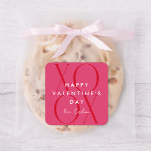 Pink Modern XOXO Valentine's Day  Square Sticker