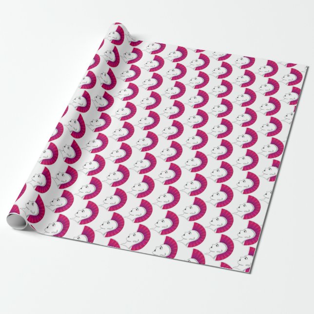 Pink Mohawk Punk Style White Wrapping Paper (Unrolled)